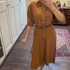 Brown/copper toned H&M  Button-Up Midi Dress 100% cotton